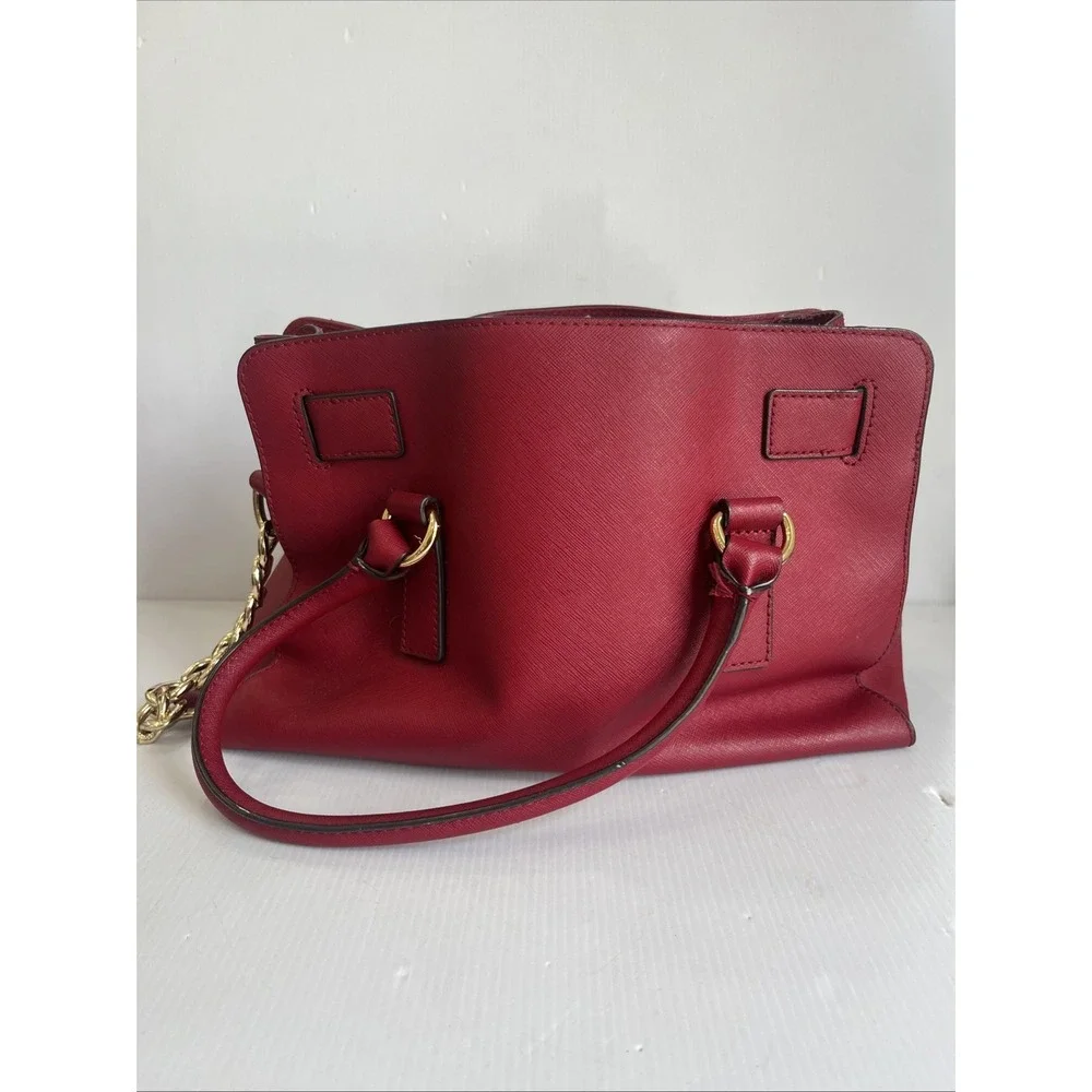 MICHAEL Michael Kors Hamilton Satchel Red Saffiano Leather